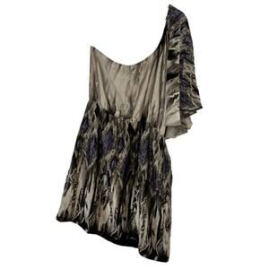 Collective Concept Gray Black Purple One Shoulder Dress Medium